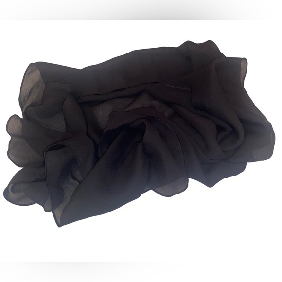 Swimsuit Sarong/Wrap for Women Beach Swimsuit Wrap Sheer Chiffon in Solid Black - Picture 4 of 4